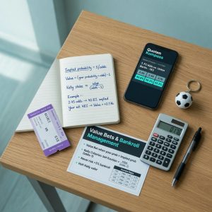 Photorealistic, single still 3/4 angle photograph of a tidy home office desk focused on
